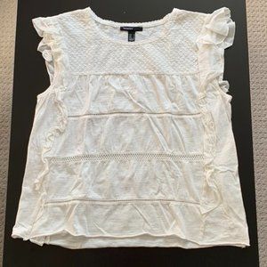 Mango Ruffled tshirt white